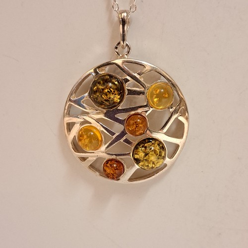 HWG-2344 Pendant, Round Multi-Colored Amber $68 at Hunter Wolff Gallery